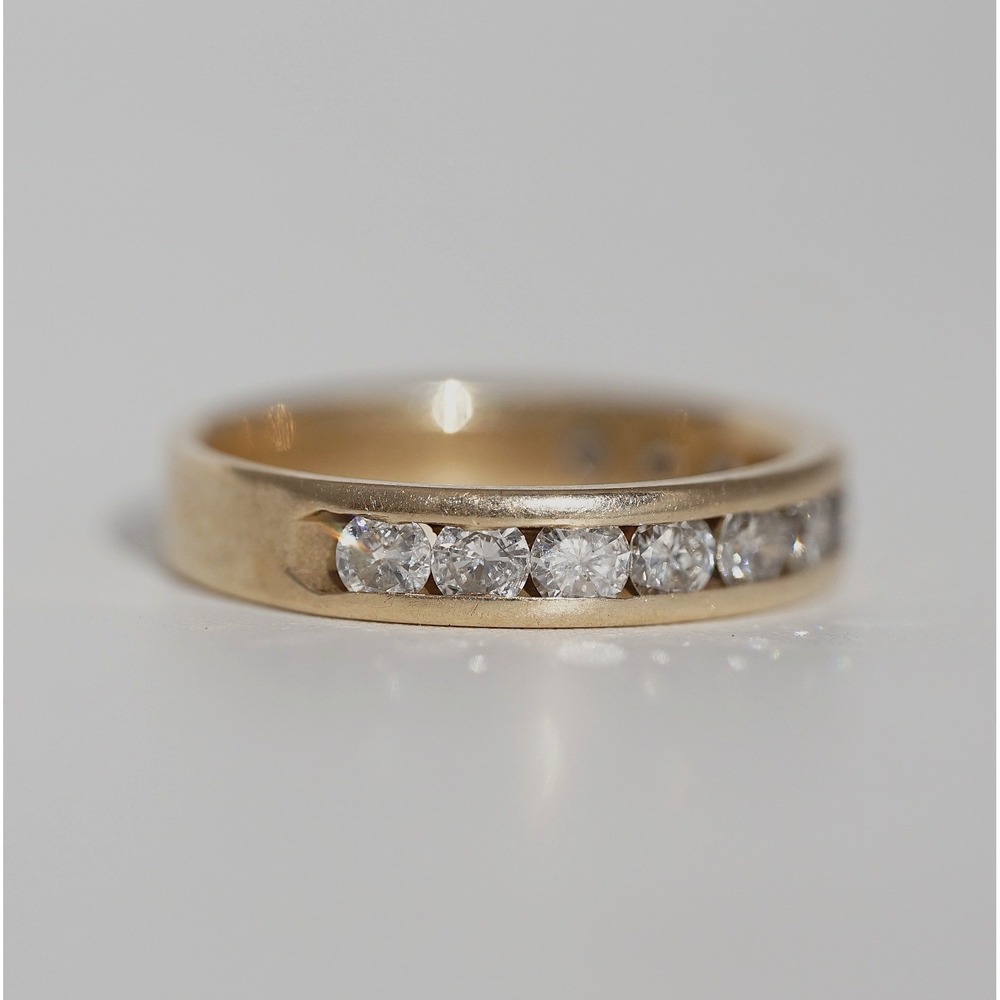 Vintage 14k Solid Gold Natural Channel Set Eternity Band Ring - 3.20g Size 6 - Picture 8 of 9